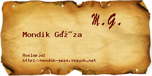 Mondik Géza névjegykártya